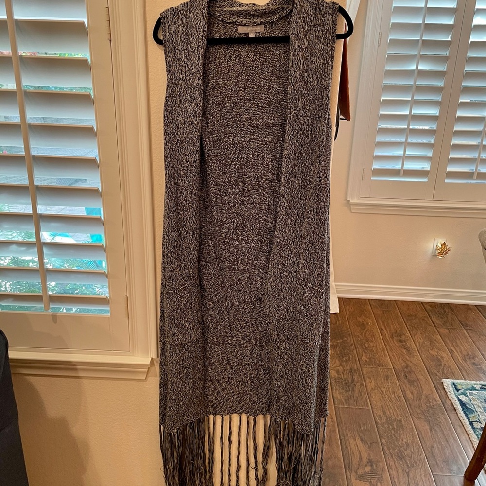 NY Collection open front sweater vest w/ pockets